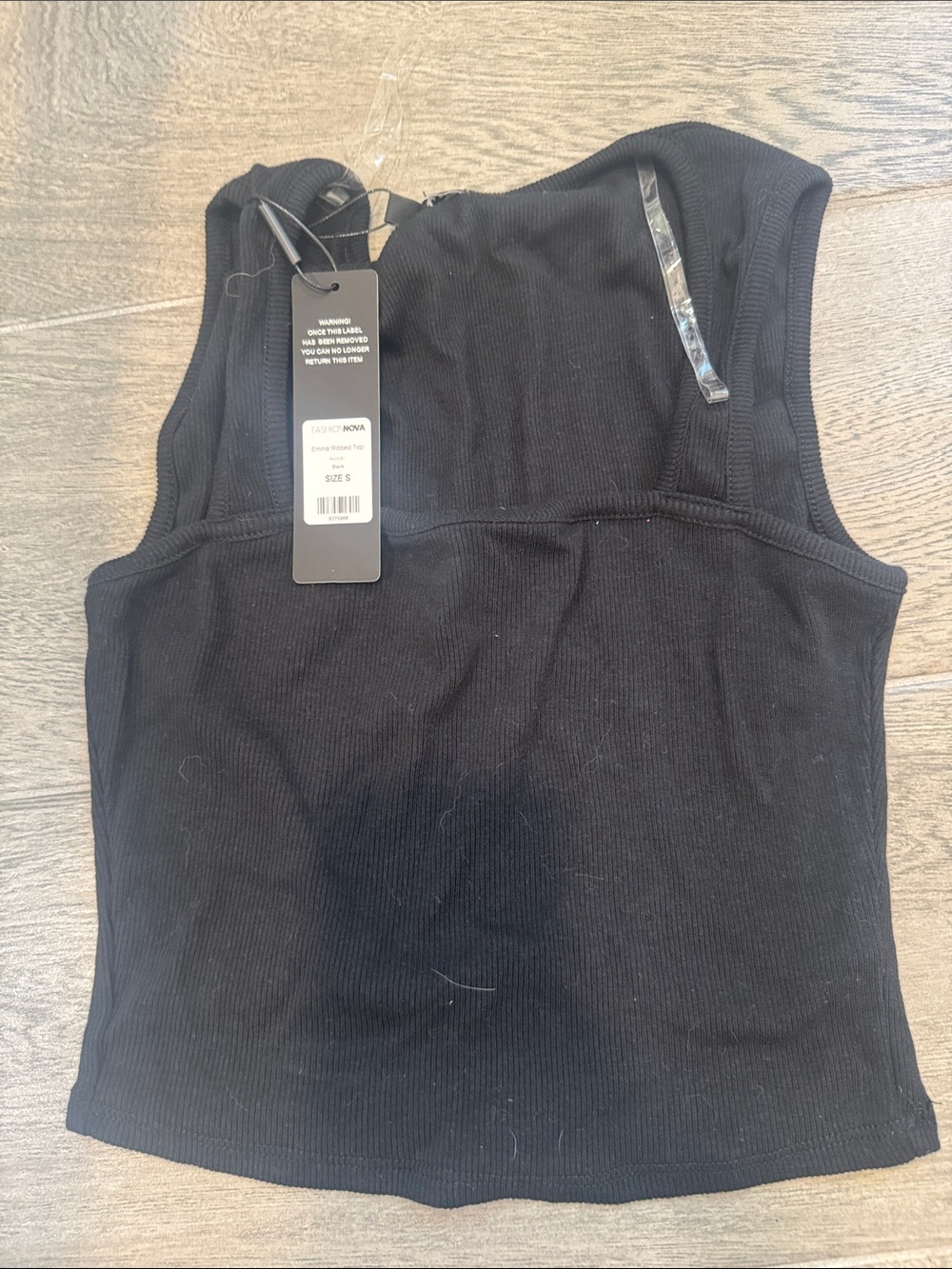 Fashion Nova Black Ribbed Square Neck Tank
